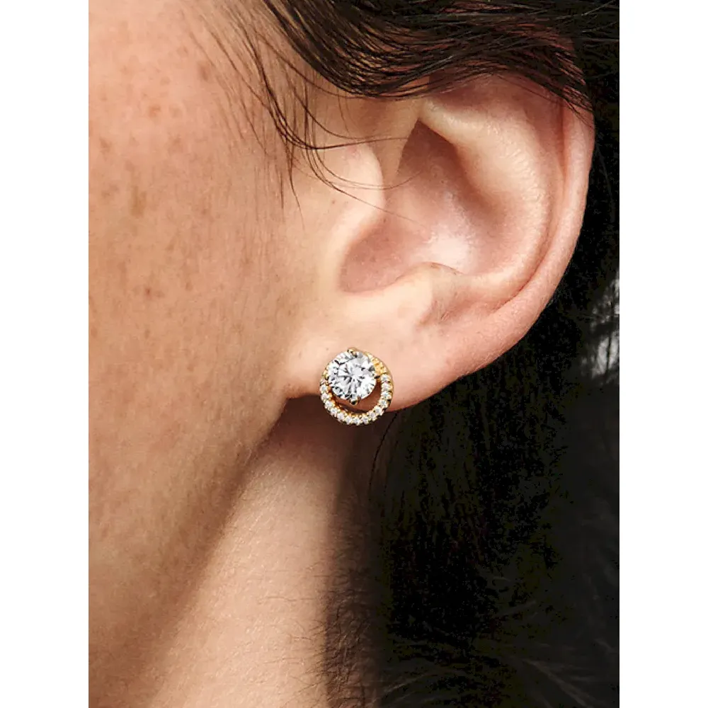 Sparkling Round Halo Stud Earrings - Image 2