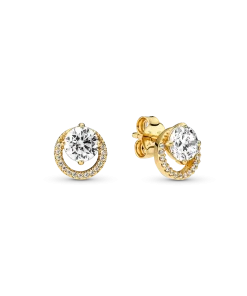 Sparkling Round Halo Stud Earrings
