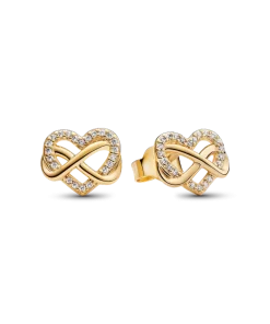 Sparkling Infinity Heart Stud Earrings