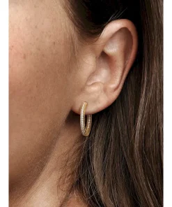 Alternative view of Pandora Signature Logo & Pavé Hoop Earrings