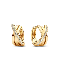 Crossover Pavé Hoop Earrings