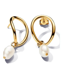 Organically Shaped Circle & Baroque Treated Freshwater Cultured Pearl Earrings