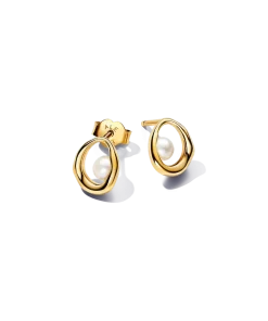 Organically Shaped Oval & Treated Freshwater Cultured Pearl Stud Earrings