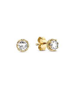 Clear Sparkling Crown Stud Earrings
