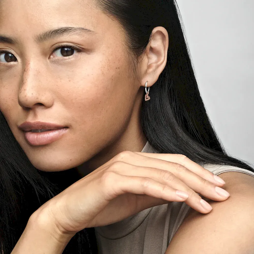 Sparkling Freehand Heart Hoop Earrings - Image 4