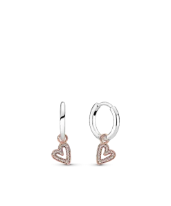 Sparkling Freehand Heart Hoop Earrings