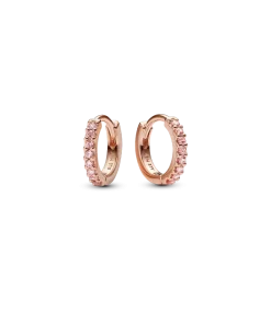 Sparkling Pink Huggie Hoop Earrings