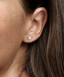 Alternative view of Sparkling Elevated Heart Stud Earrings