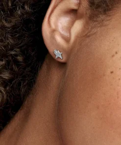 Alternative view of Sparkling Asymmetric Stars Stud Earrings