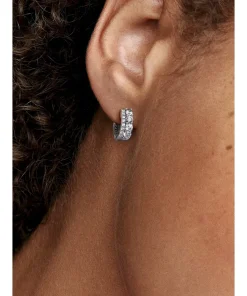 Alternative view of Double Band Pavé Hoop Earrings