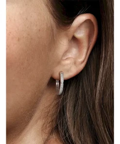 Alternative view of Sparkle and Pandora Logo Hoop Earrings