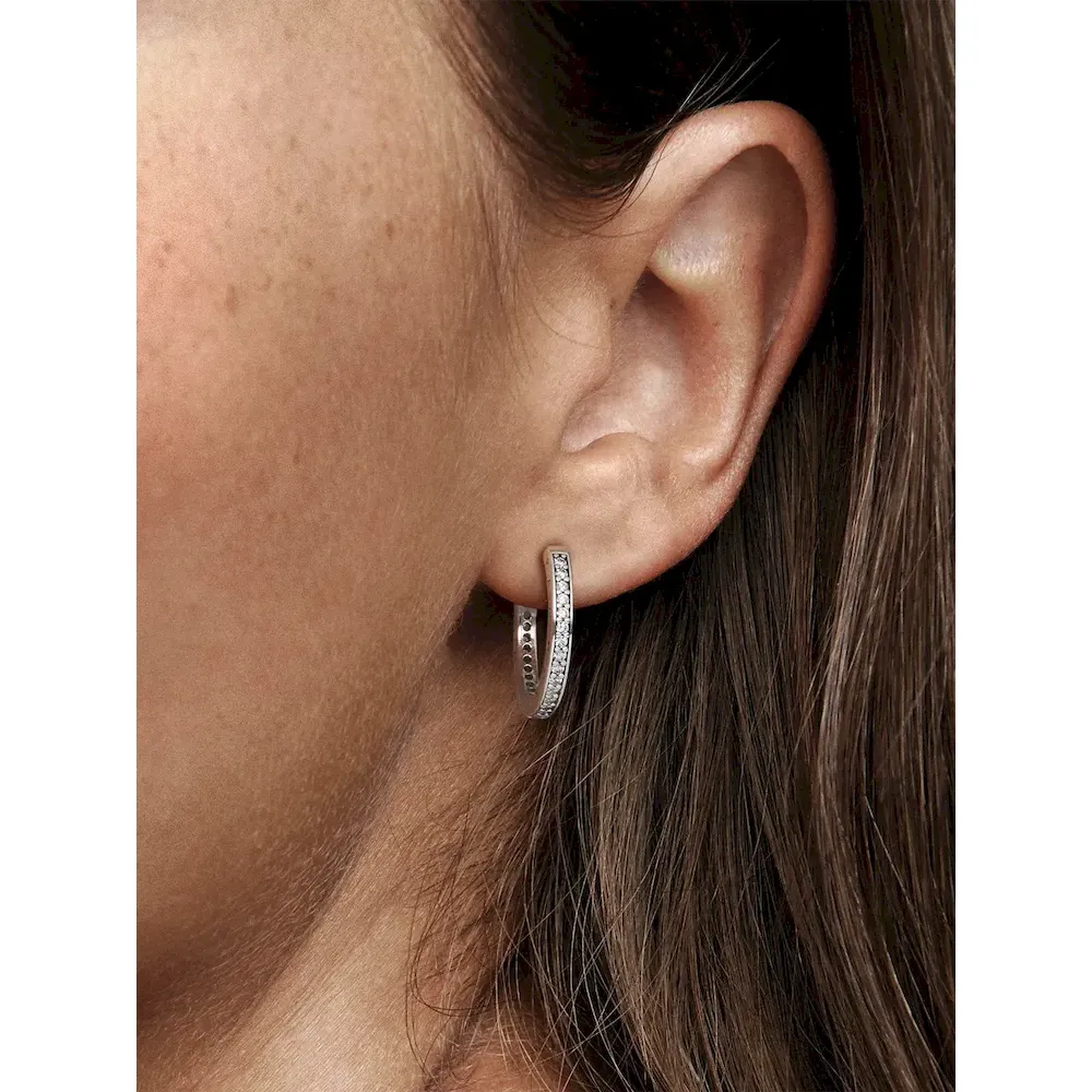 Sparkle and Pandora Logo Hoop Earrings - Image 2