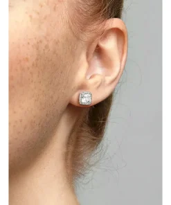Alternative view of Square Sparkle Halo Stud Earrings