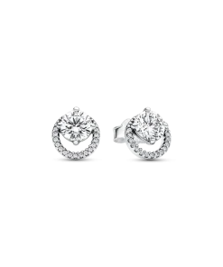 Sparkling Round Halo Stud Earrings