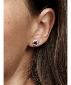 Alternative view of January Red Eternity Circle Stud Earrings