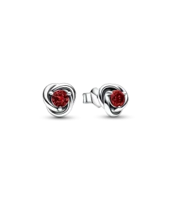 January Red Eternity Circle Stud Earrings