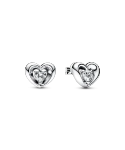 Radiant Heart & Floating Stone Stud Earrings