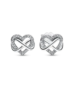 Sparkling Infinity Heart Stud Earrings