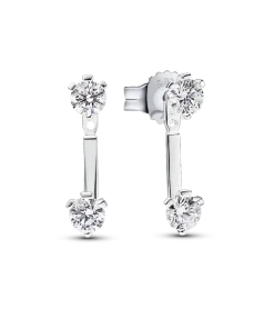 Pandora Nova Sterling Silver Lab-grown Diamond Stud Drop Jacket Earrings