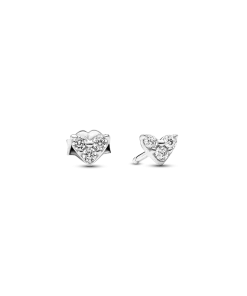 Triple Stone Heart Stud Earrings