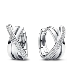 Crossover Pavé Hoop Earrings