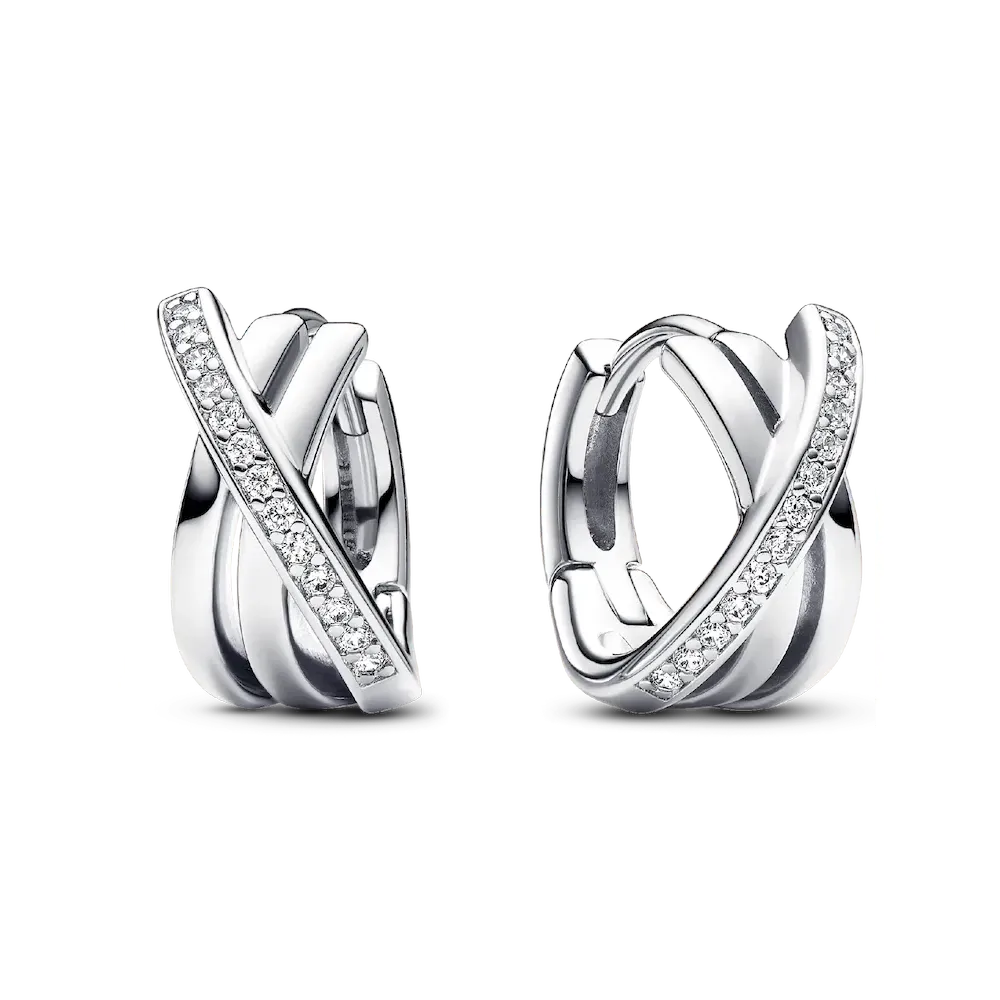 Crossover Pavé Hoop Earrings