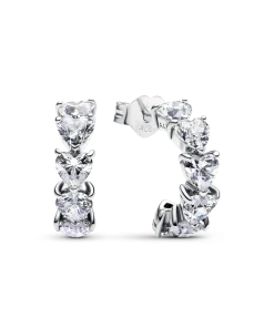 Sparkling Hearts Open Hoop Earrings