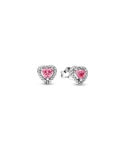 Elevated Pink Heart Stud Earrings