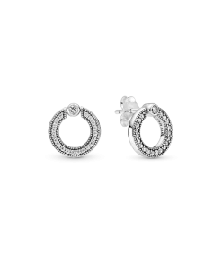 Pavé & Logo Circle Reversible Stud Earrings