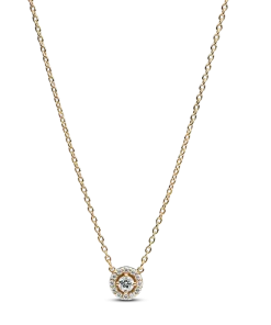 Round Pavé Halo Pendant Necklace