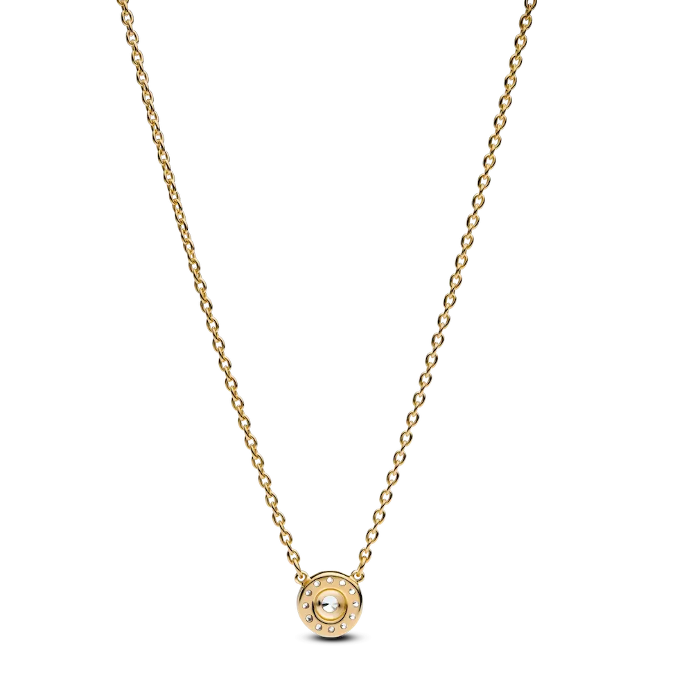 Round Pavé Halo Pendant Necklace - Image 4