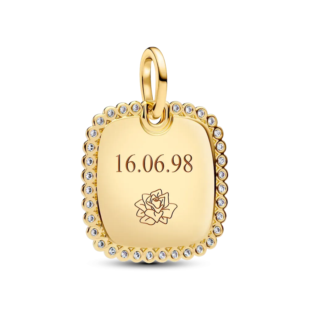 Engravable Sparkling Square Tag Pendant Necklace - Image 7