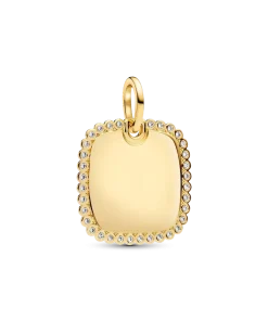 Alternative view of Engravable Sparkling Square Tag Pendant Necklace