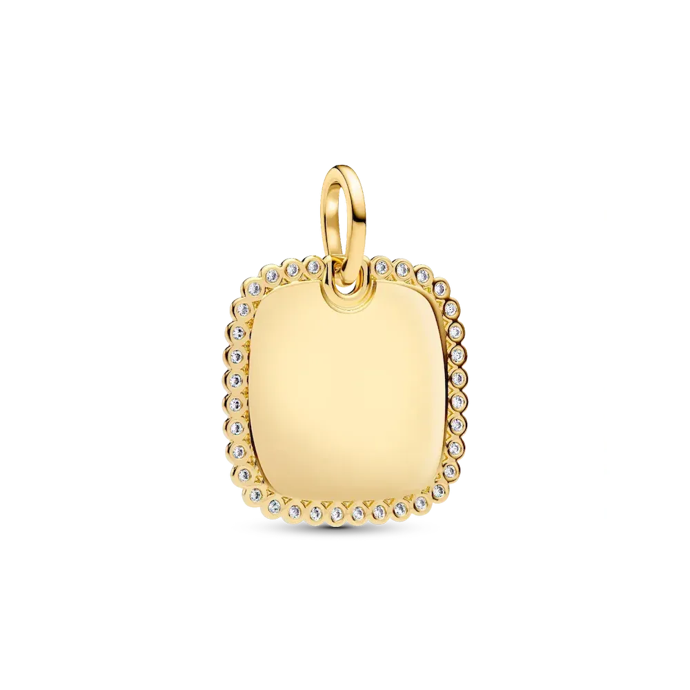 Engravable Sparkling Square Tag Pendant Necklace - Image 2