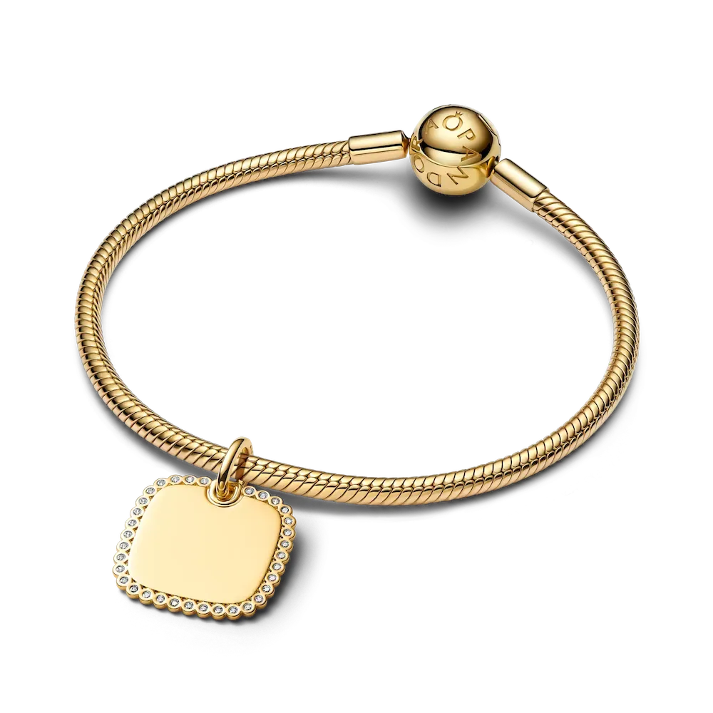 Engravable Sparkling Square Tag Pendant Necklace - Image 8