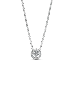Sparkling Round Halo Pendant Collier Necklace