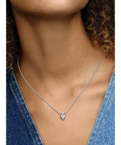 Alternative view of Double Heart Pendant Sparkling Collier Necklace