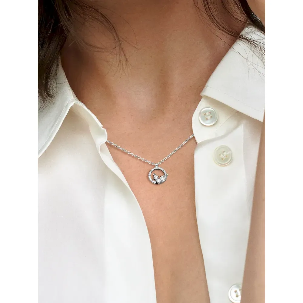 Sparkling Herbarium Circle & Cluster Pendant Necklace - Image 2