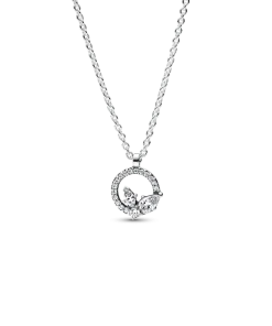 Sparkling Herbarium Circle & Cluster Pendant Necklace