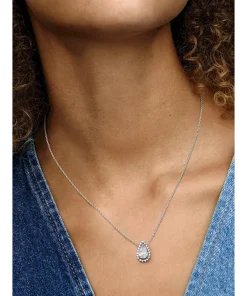 Alternative view of Sparkling Pear Halo Collier Necklace