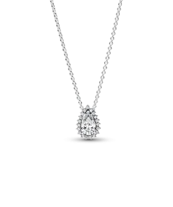 Sparkling Pear Halo Collier Necklace