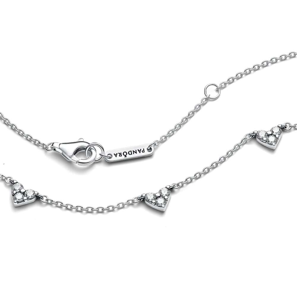 Triple Stone Heart Station Chain Necklace - Image 6