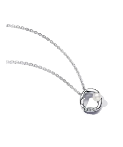 Organically Shaped Pavé Circle & Treated Freshwater Cultured Pearl Collier Necklace