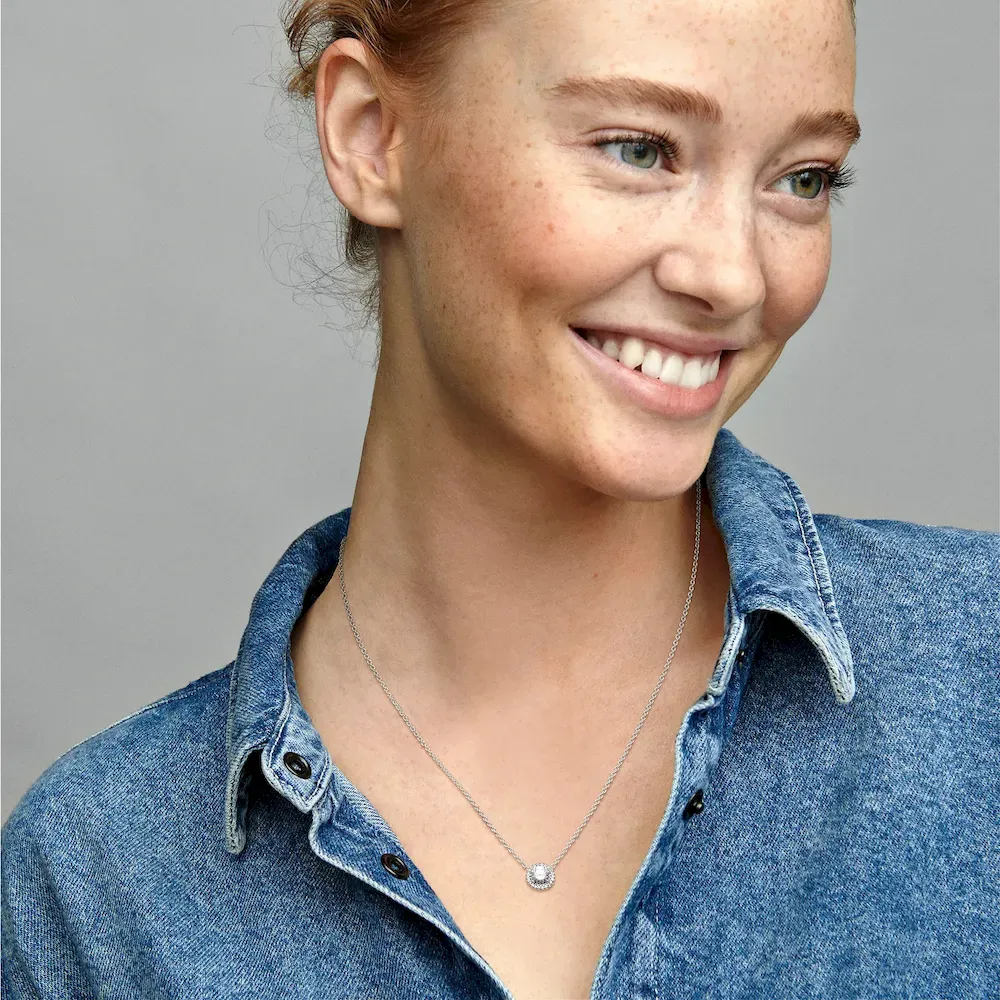 Round Sparkle Halo Necklace - Image 3