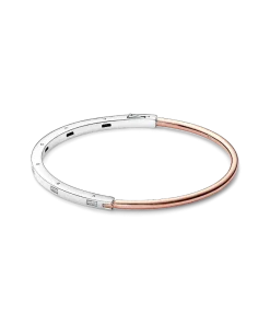 Pandora Signature Two-tone I-D Pavé Bangle