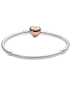 Alternative view of Pandora Moments Pavé Heart Clasp Snake Chain Bracelet