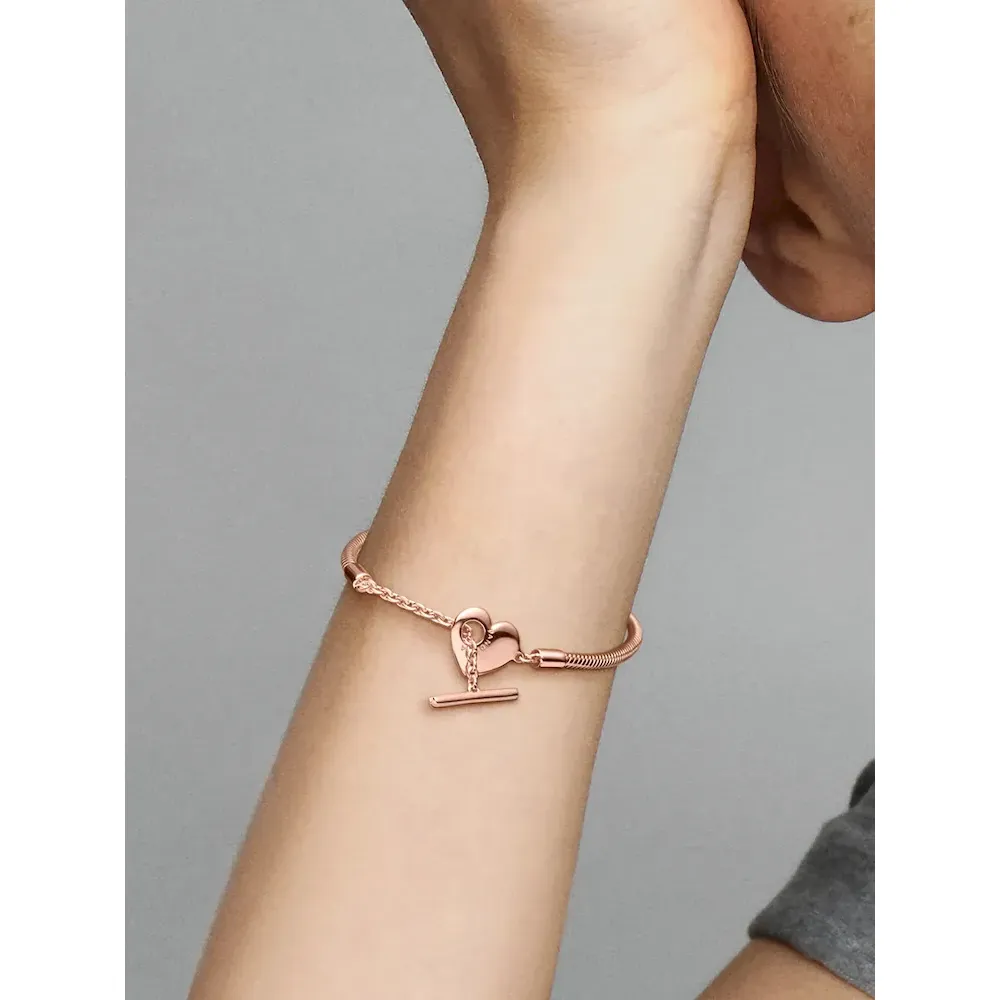 Pandora Moments Heart T-Bar Snake Chain Bracelet - Image 2