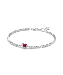 Red Sparkling Heart Tennis Bracelet