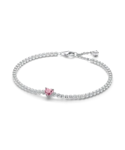 Pink Sparkling Heart Tennis Bracelet