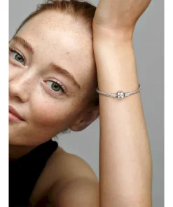 Alternative view of Pandora Moments Barrel Clasp Snake Chain Bracelet